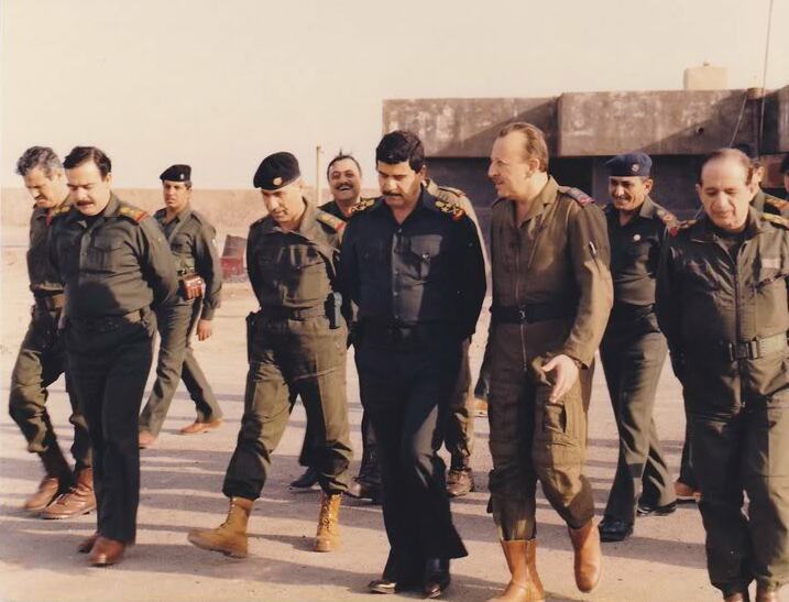 Adnan Khairallah, Iraqi Defence Minister, Meeting with Iraqi Soldiers During the Iran-Iraq War