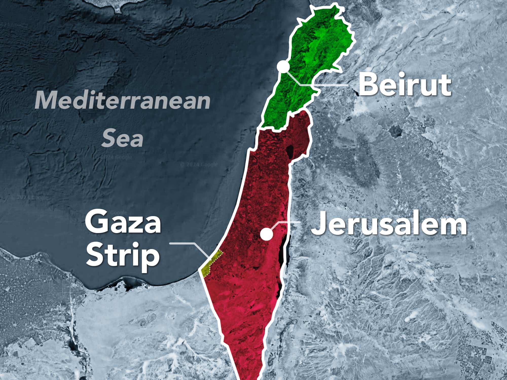 Map of Israel and Lebanon